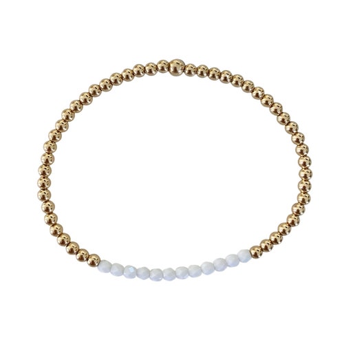 Gold Bracelet With White/gold Letter Beads Etsy