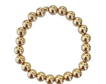 8mm Gold Bead Bracelet