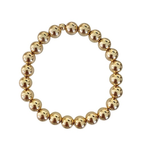 14k Gold 6mm Bead Bracelet Etsy