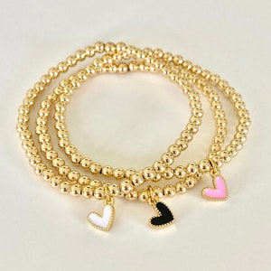 Cora | Gold Bead & Heart Charm Bracelet