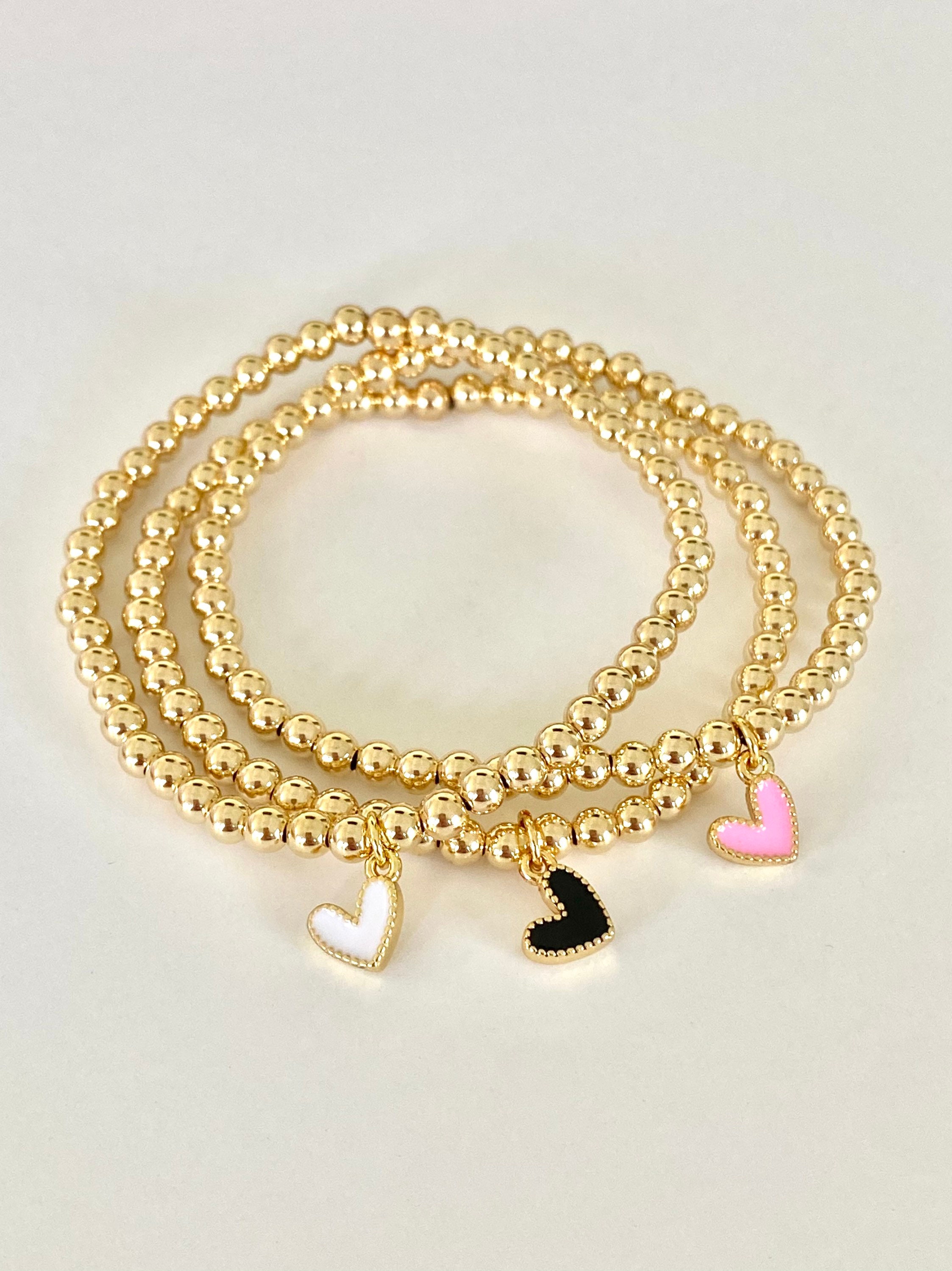 Gold Bracelet With White/gold Letter Beads 
