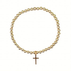 Faith | Gold Bead & Cross Charm Bracelet