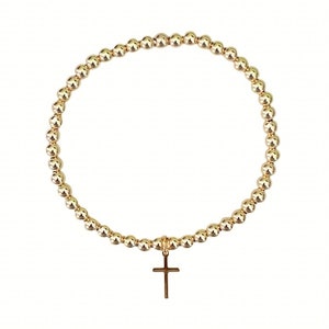 Glaube | Gold Bead & Kreuz Bettelarmband