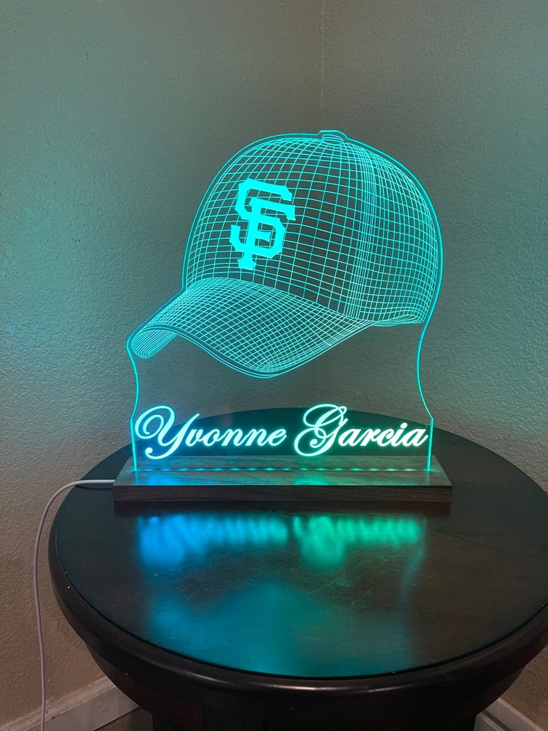 Custom Acrylic LED Desk Name Sign, Walnut Base, App Controlled - Etsy