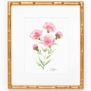 Digital Download Floral Art Print, Watercolor Carnations, Instant Download, Carnation Art Print, Printable Watercolor Wall Art