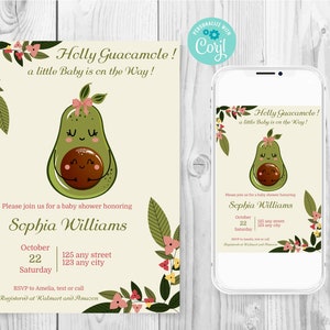 Holy Guacamole Baby Shower invitation, Vintage Avocado Baby Shower, A Little Baby Avocado Is On The Way, Mexican Avocado Fiesta