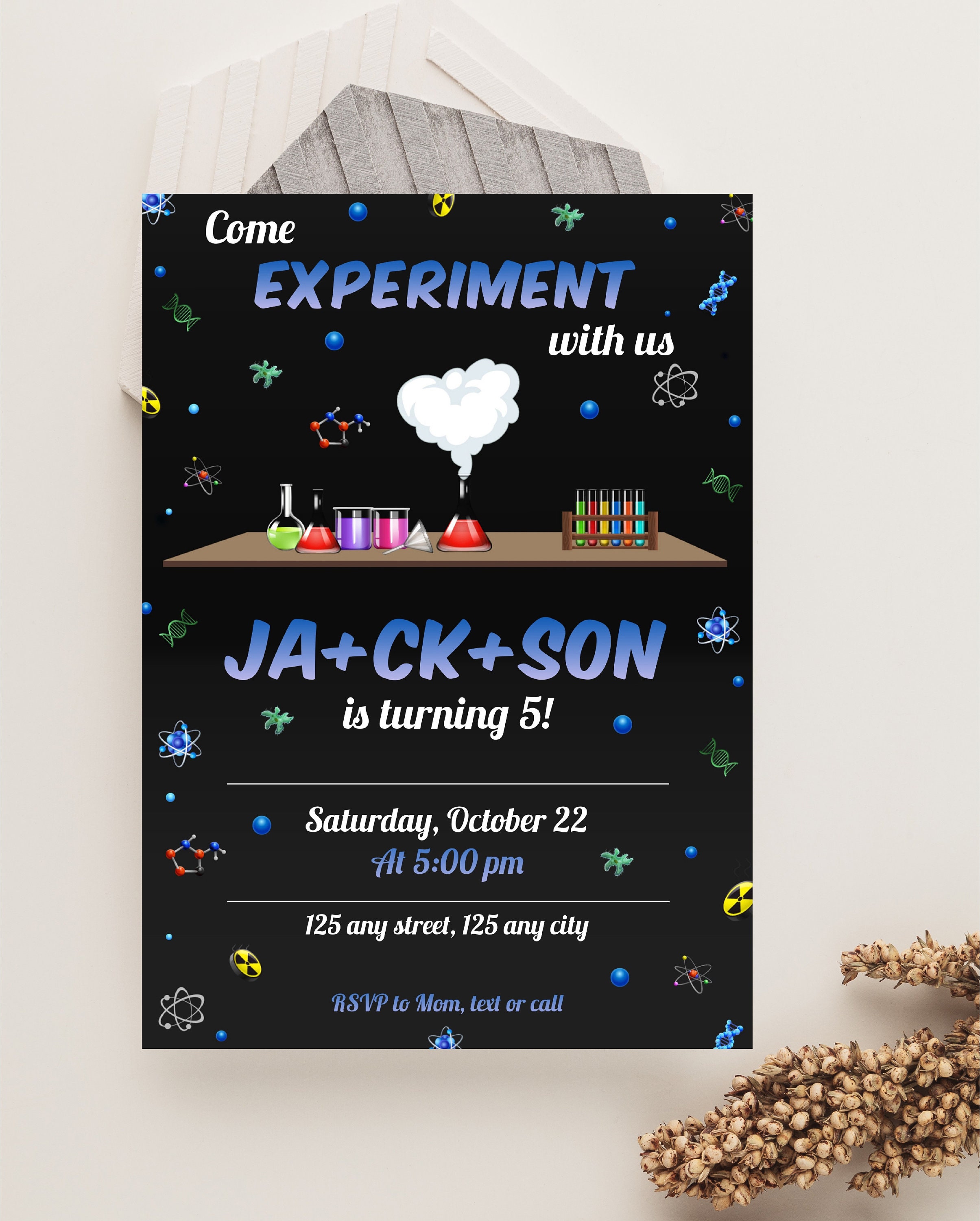 Editable Science Birthday Party Invitation, Kids Science Party Invite ...