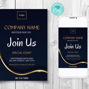 Blue Business Special Event Invitation Template, Company Any Event Invitation, Corporate Invitation, Editable Business Event Invitation