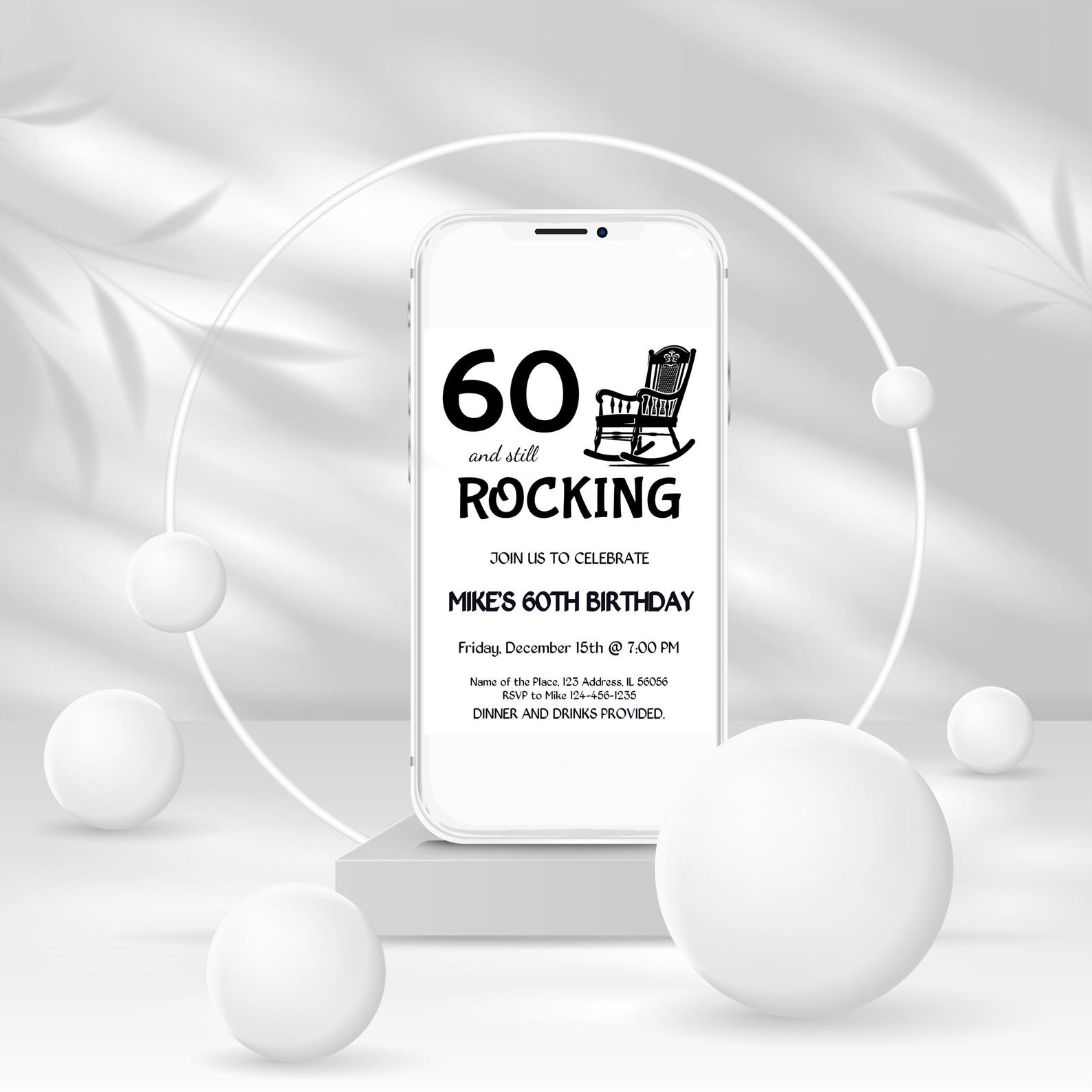 Still Rocking Wishes 60th and Still Rocking Birthday Invitation, Funny Rocking Chair ...