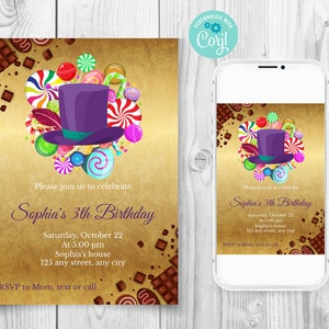 Chocolate Factory Birthday Invitation, Golden Ticket Birthday Invitation, Candy Birthday Invite, Instant Download, Special Ticket Invitation
