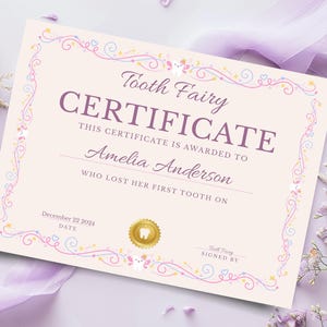 Tooth Fairy Certificate, Editable Printable Template, Bravery Diploma for kids, First lost Tooth, Tooth fairy letter, Receipt, Award for kid