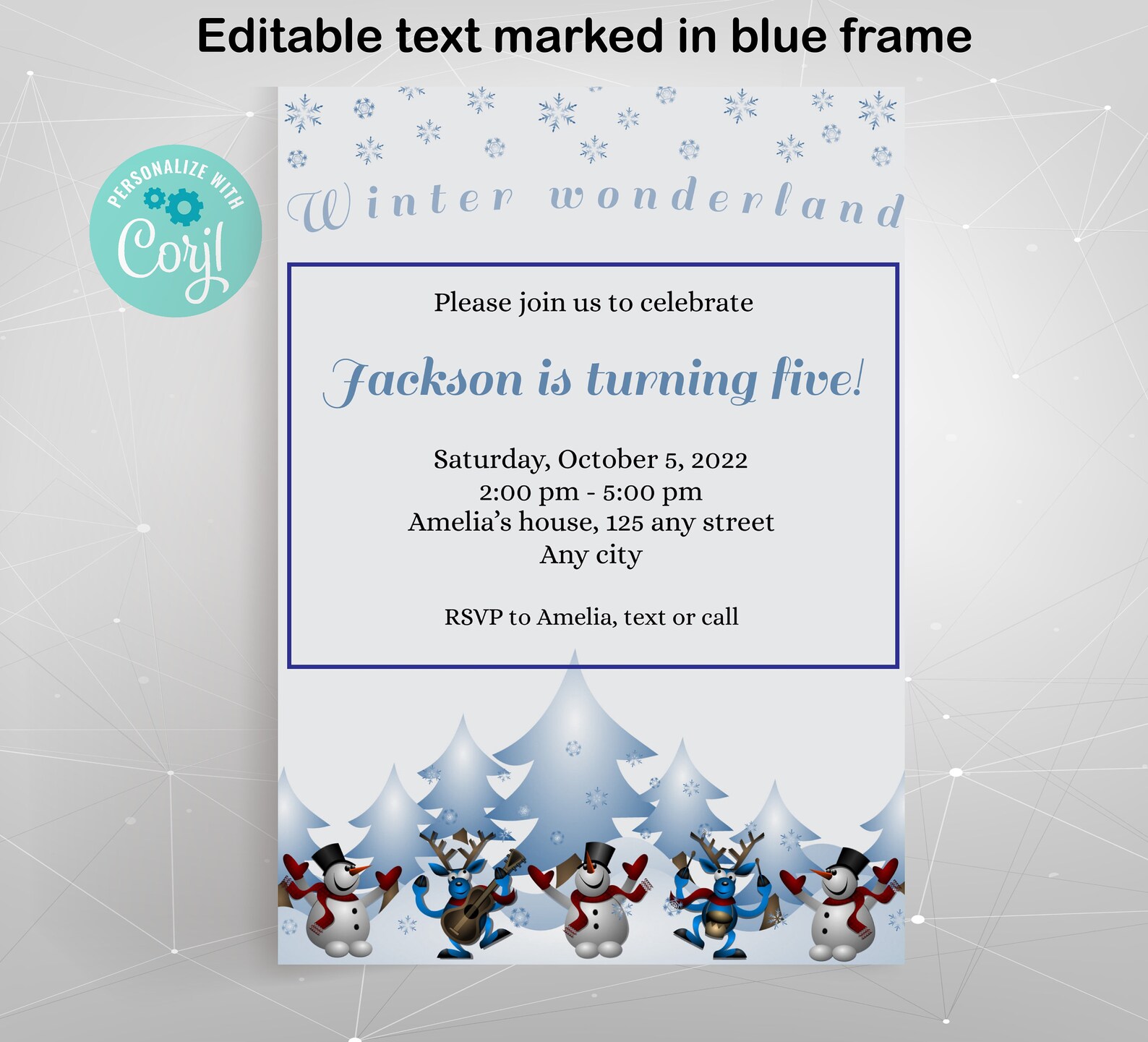 Editable Printable Winter Wonderland Birthday Invitation, Electronic ...