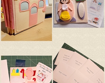 Complete felt dollhouse book kit, dollhouse sewing kit.