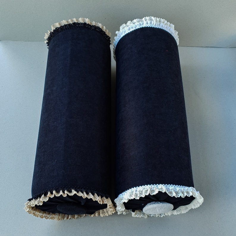 Decorative Bolster Pillow Black Velvet White Lace Etsy