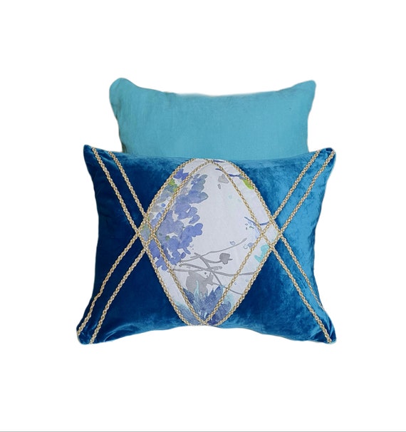 royal blue and gold pillows