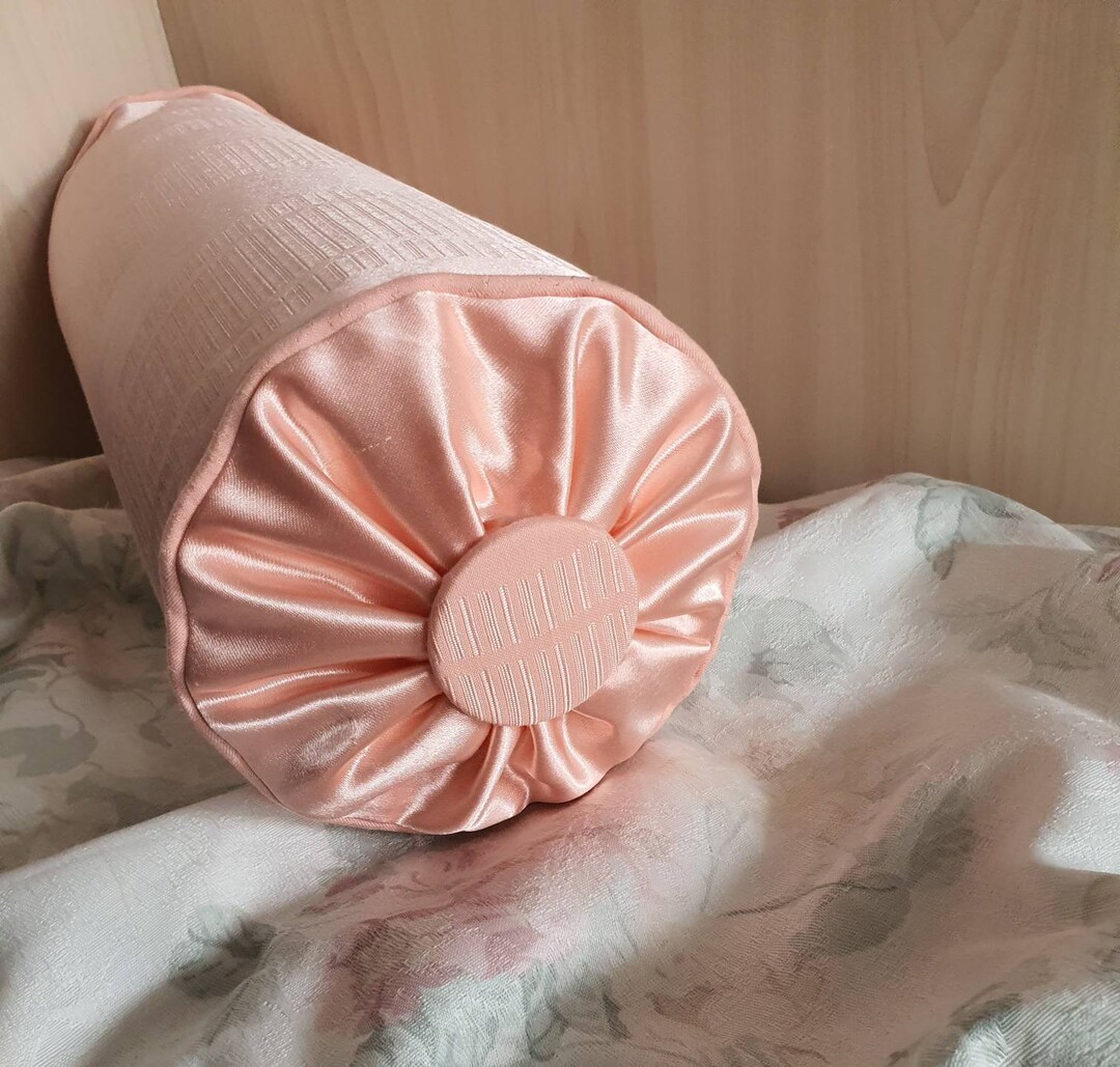 Vintage Bolster Pillow Dusty Pink Jacquard Decorative Etsy