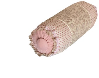 Decorative Bolster Pillow, High Quality Floral Cotton, Neck Roll pillow, Vintage Style Pillow Classic, Shabby Chic, Throw pillows, 7x18"