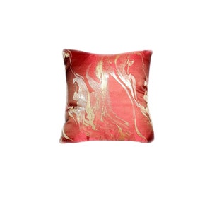 Decorative Pillow, Red Gold Metallic Jacquard, Red Velvet, Home Decor Pillow, Throw Pillow, High Quality, Handmade, 16x16 inch, 40x40cm