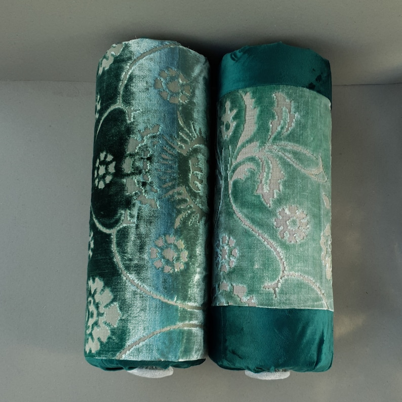 Bolster Pillow Upholstery Green Velvet Neck Roll Pillow Etsy
