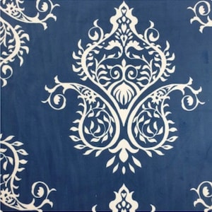 Upholstery Wonder Velvet White Blue Pattern , Suitable For Curtain, Drapes, Bedspreads Pillows, Excellent Quality width 56&quot;, by the yard