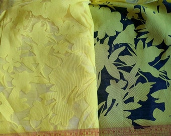 Gasa floral amarilla, la mejor tela para blusas artesanales, amarillo floral, alta calidad, ancho 56 "cortado a medida