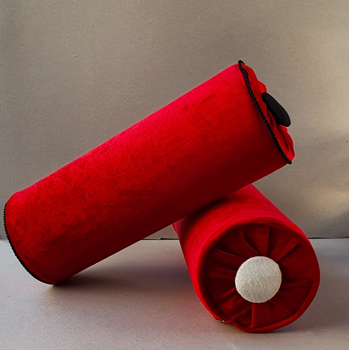 High Quality Red Velvet Red Bolster Pillow Decorative Etsy