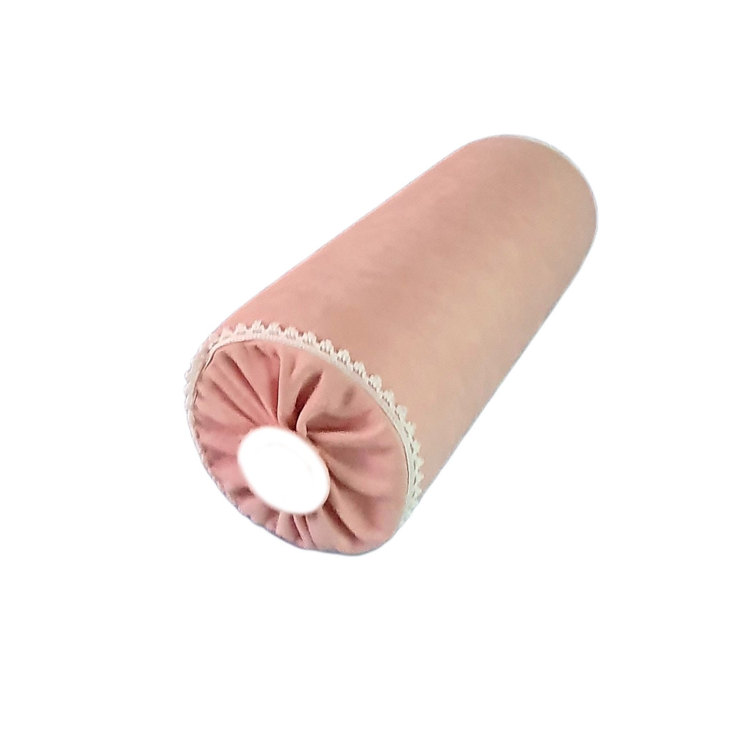 Dusty Pink Velvet Classic Bolster Pillow, Unique, Shabby Chic, Neck roll pillow, Throw Pillows, Dusty Pink Velvet, Decorative Button, 6x16