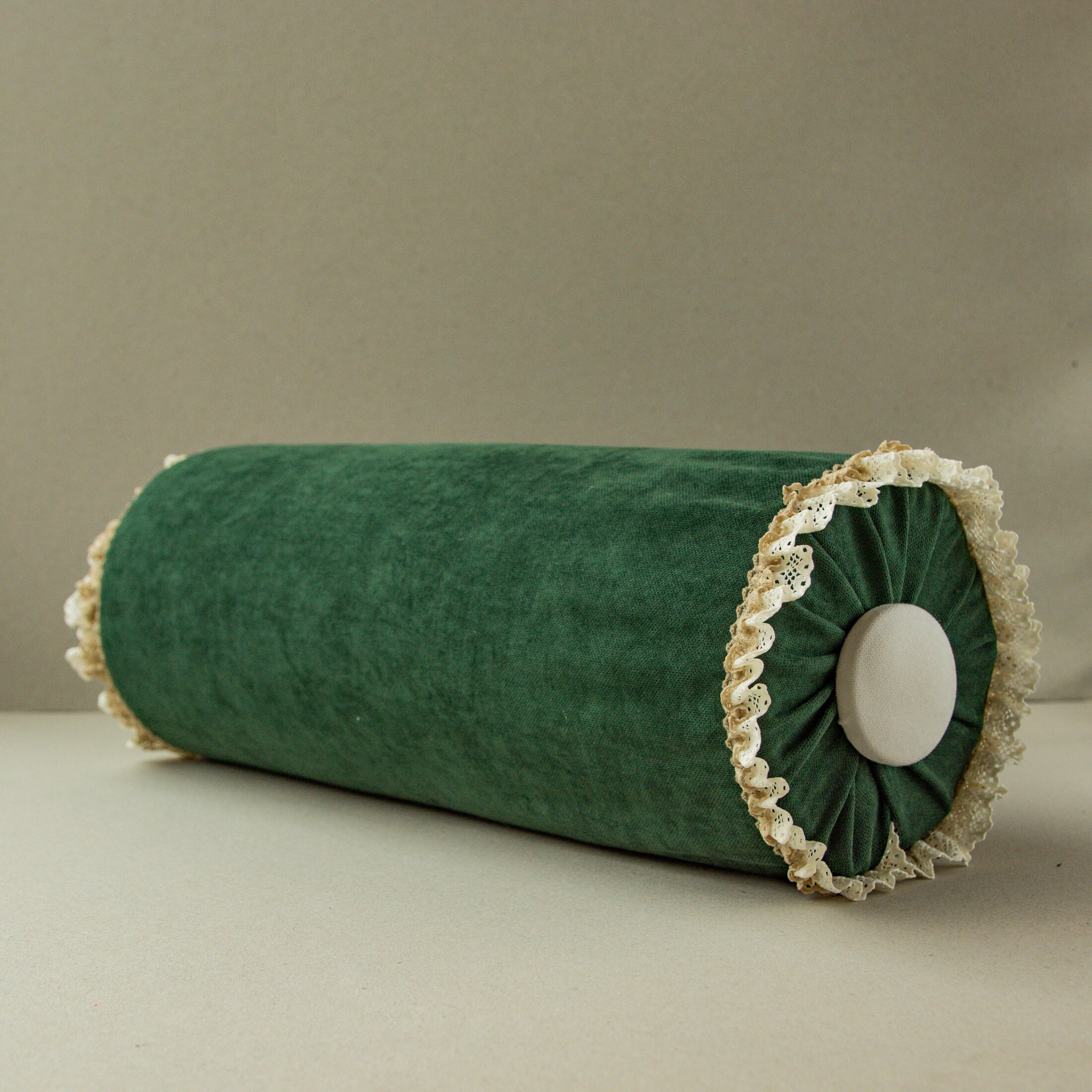 Decorative Velvet Bolster Pillow Green Velvet Pipping Cotton Etsy
