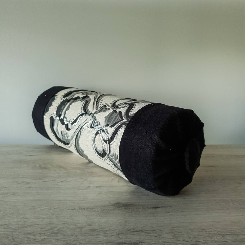 Decorative Bolster Pillow Black Velvet Decorative Button Etsy