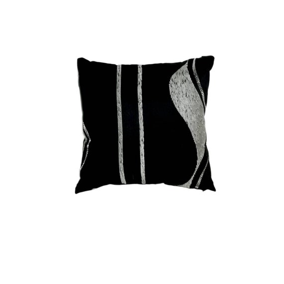 Black Satin Pillow Silver Metallic Accent Back Black Velvet High Quality Accent Pillow Throw Pillows 18x18 Inch Etsy UK