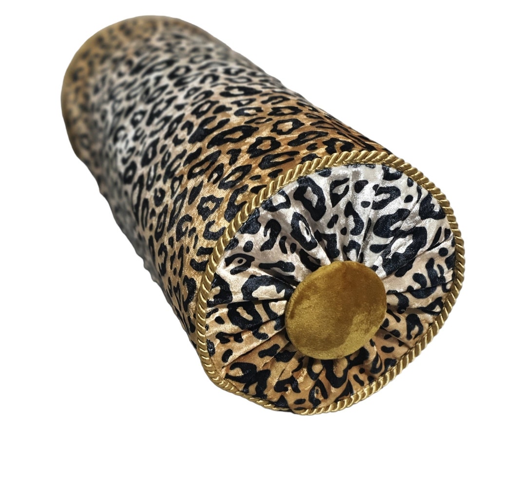Decorative Bolster Pillow, Gold Pipping, High Quality Upholstery Crush