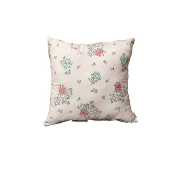 Floral Pillow, Linen Pillow, Home Decor, White Pillow, Accent Pillow, Throw Pillows, Summer Pillow, Teens Decor Pillow, 16x16 inch, 40x40cm