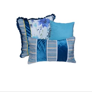 Luxury Velvet Pillow, High Quality Blue Velvet, Royal Design, Luxury Blue Collection, Blue Accent Pillow, Throw Pillows, 14x20&#39;&#39;. 35x50cm