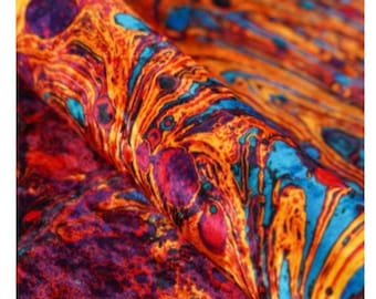 Upholstery Metallic Orange Velvet Abstract, Suitable For Curtain, Drapes, Bedspreads, Pillows, Excellent Quality, width 56&quot; by the yard