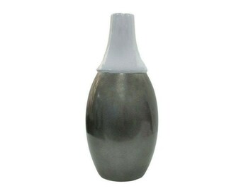 Lesser & Pavey 30cm Tall Gloss Silver Ceramic Bottle Flower Vase Silver Art Vase