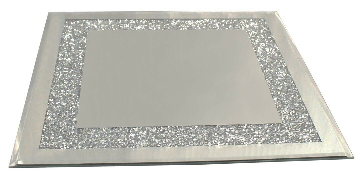 Crushed Diamond Placemats Crystal Filled Square Glass NonSlip Etsy