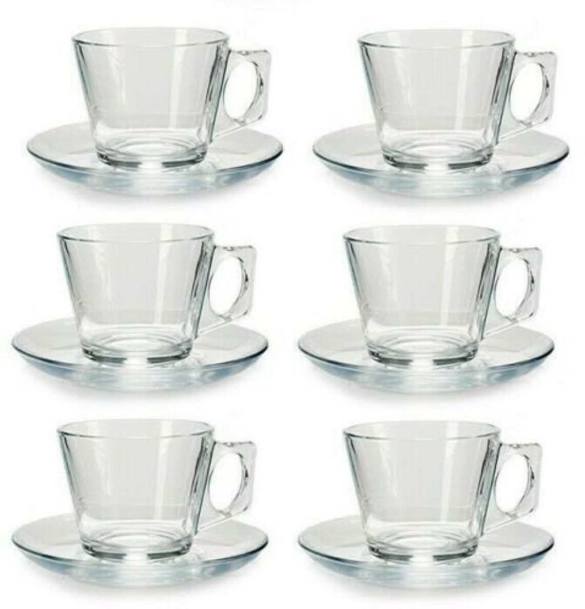 Set of 6 Large Clear Glass Coffee Mugs Tea Cappuccino Mug Etsy
