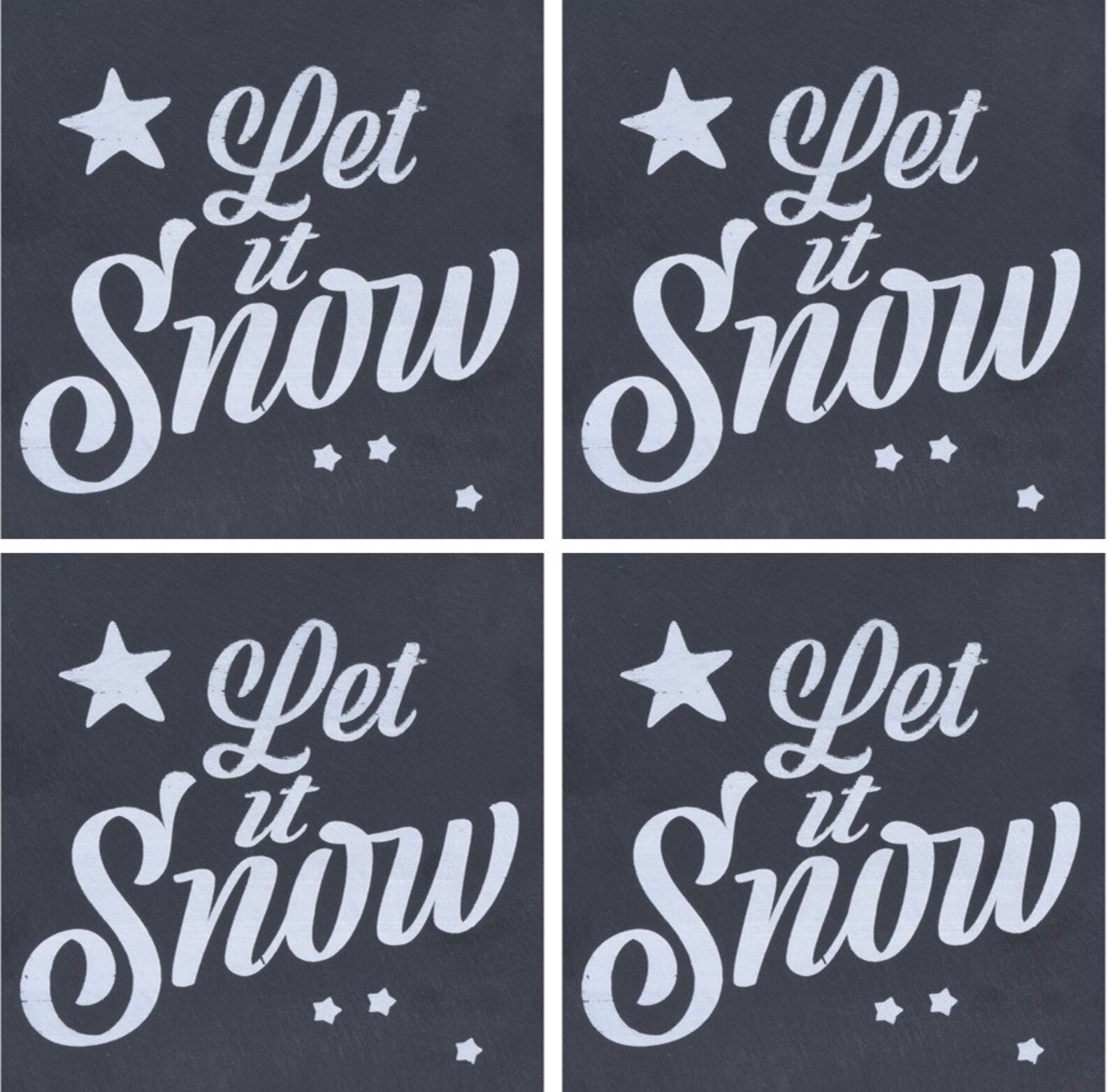 Christmas Coaster Placemats Set Of 4 Black Xmas Slates Etsy