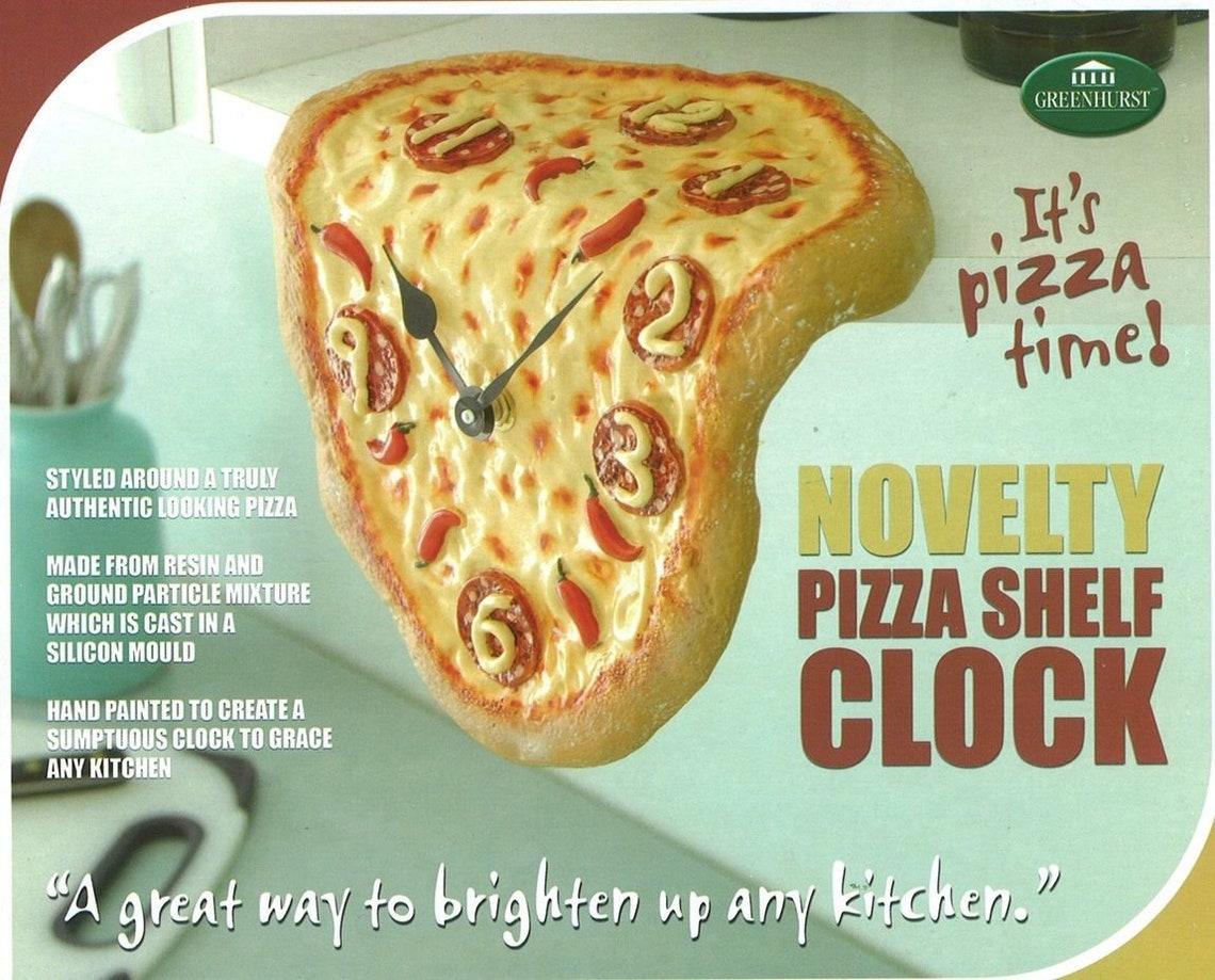 Large Novelty Pizza Melting Clock. Looks like a real Pizza but Etsy