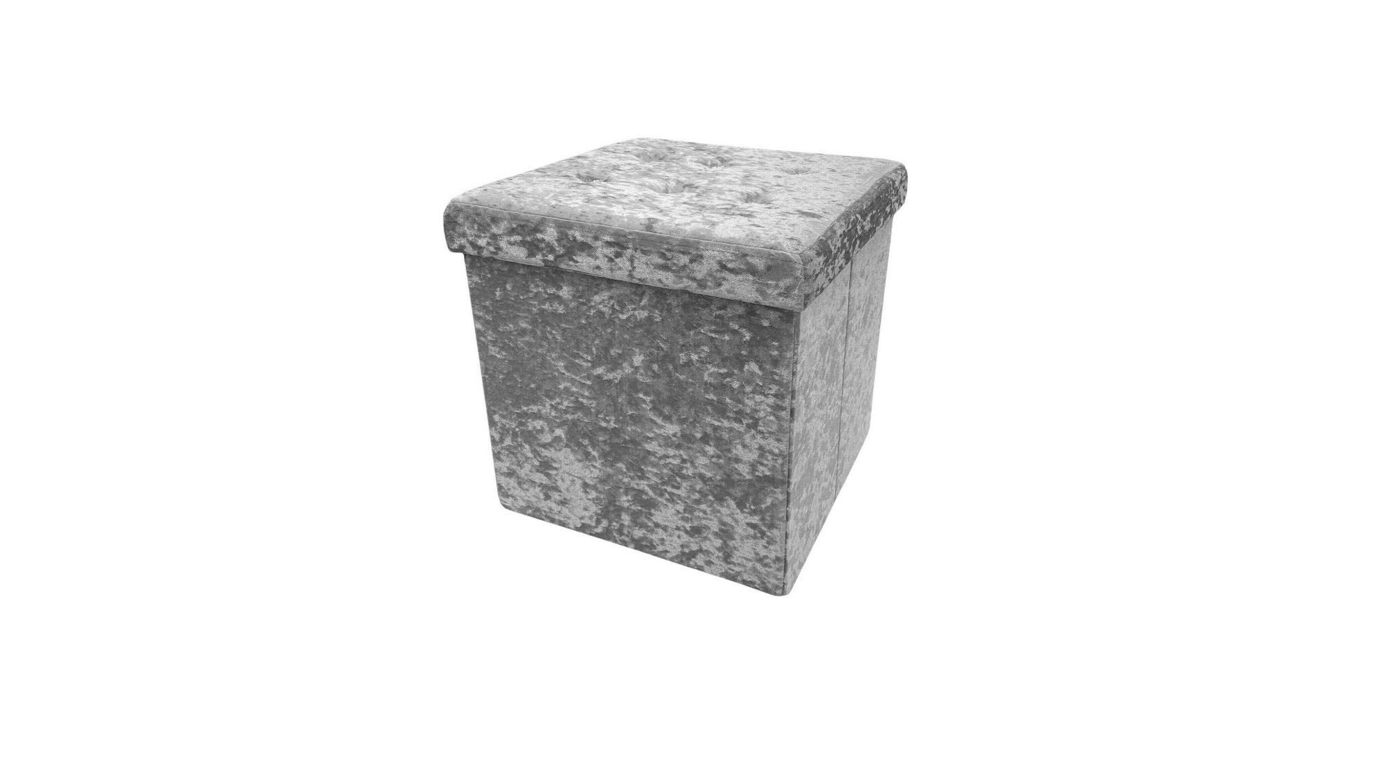 Ottoman Pouffe Storage Box Light Grey Crushed Velvet Box & Etsy