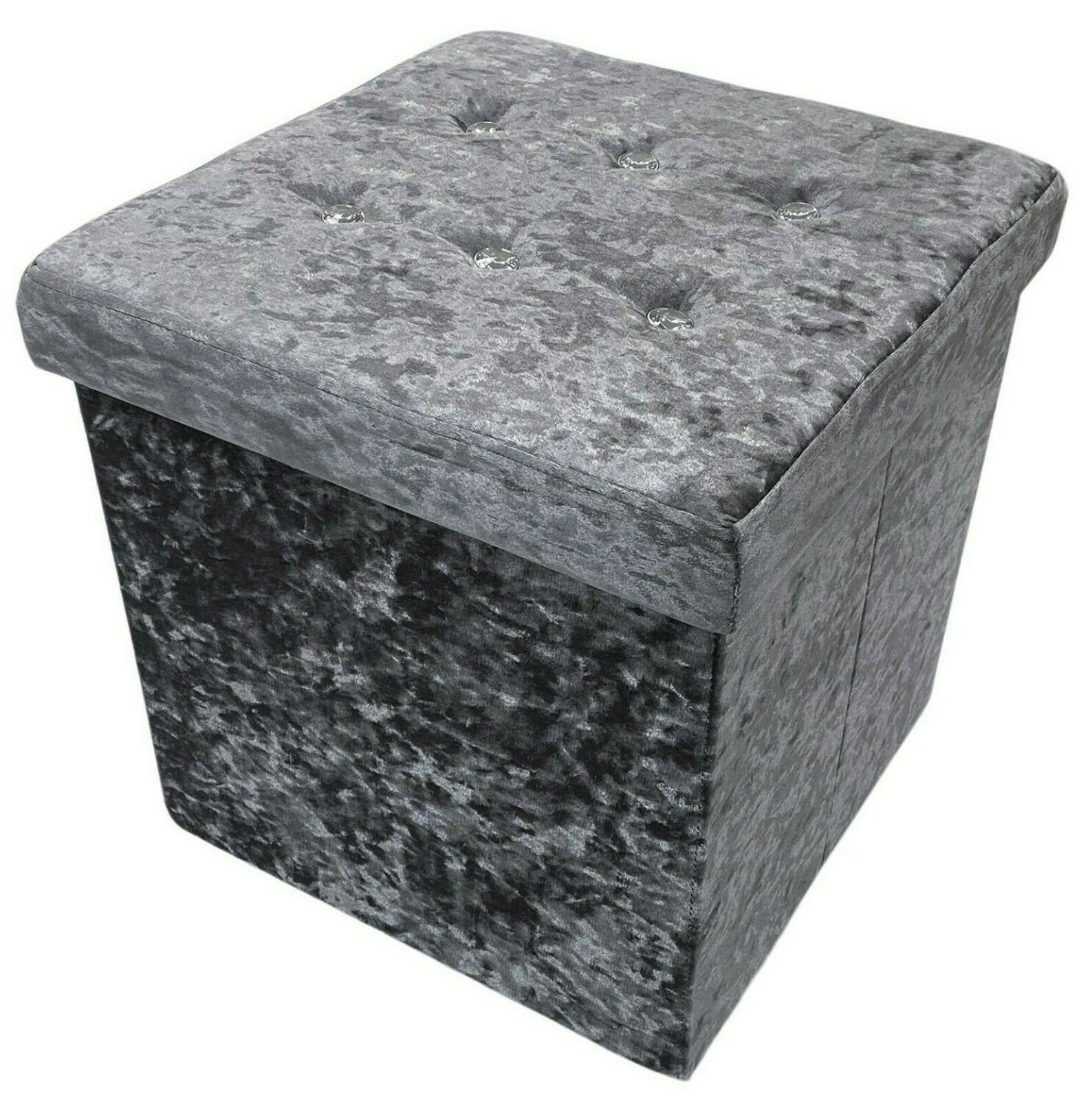 Ottoman Pouffe Storage Box Dark Grey Crushed Velvet Box & Etsy