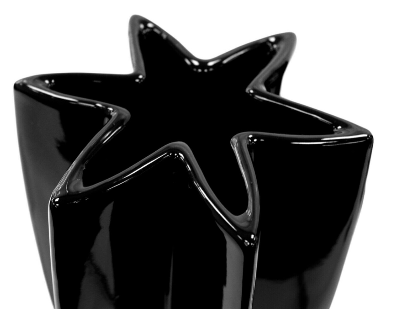 Star Shaped Flower Vase Black Glossy Ceramic Unique Etsy