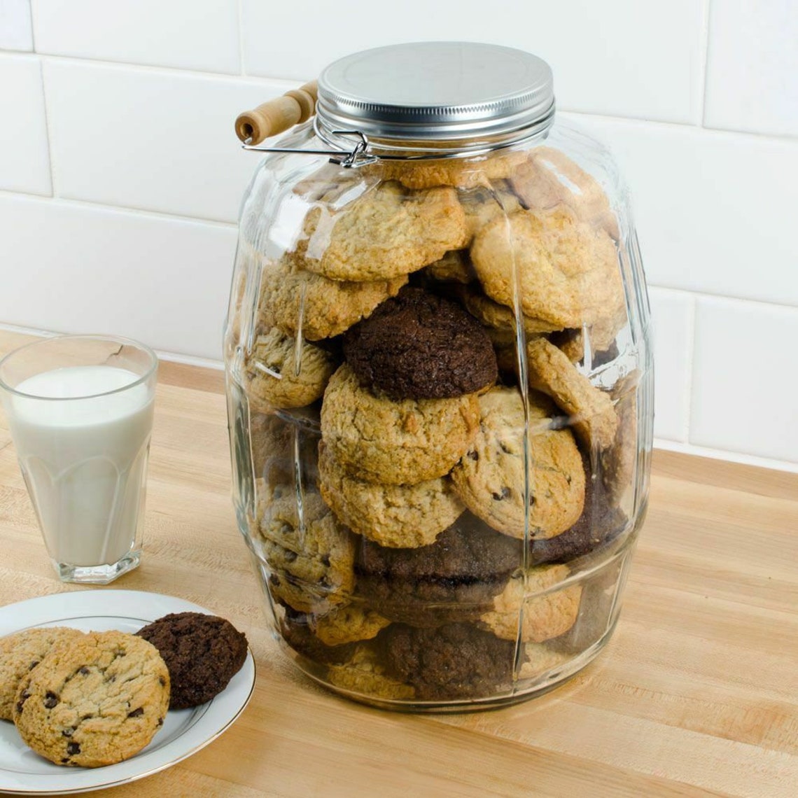 Anchor Hocking EXTRA LARGE Glass Barrel Jar with Lid and Etsy