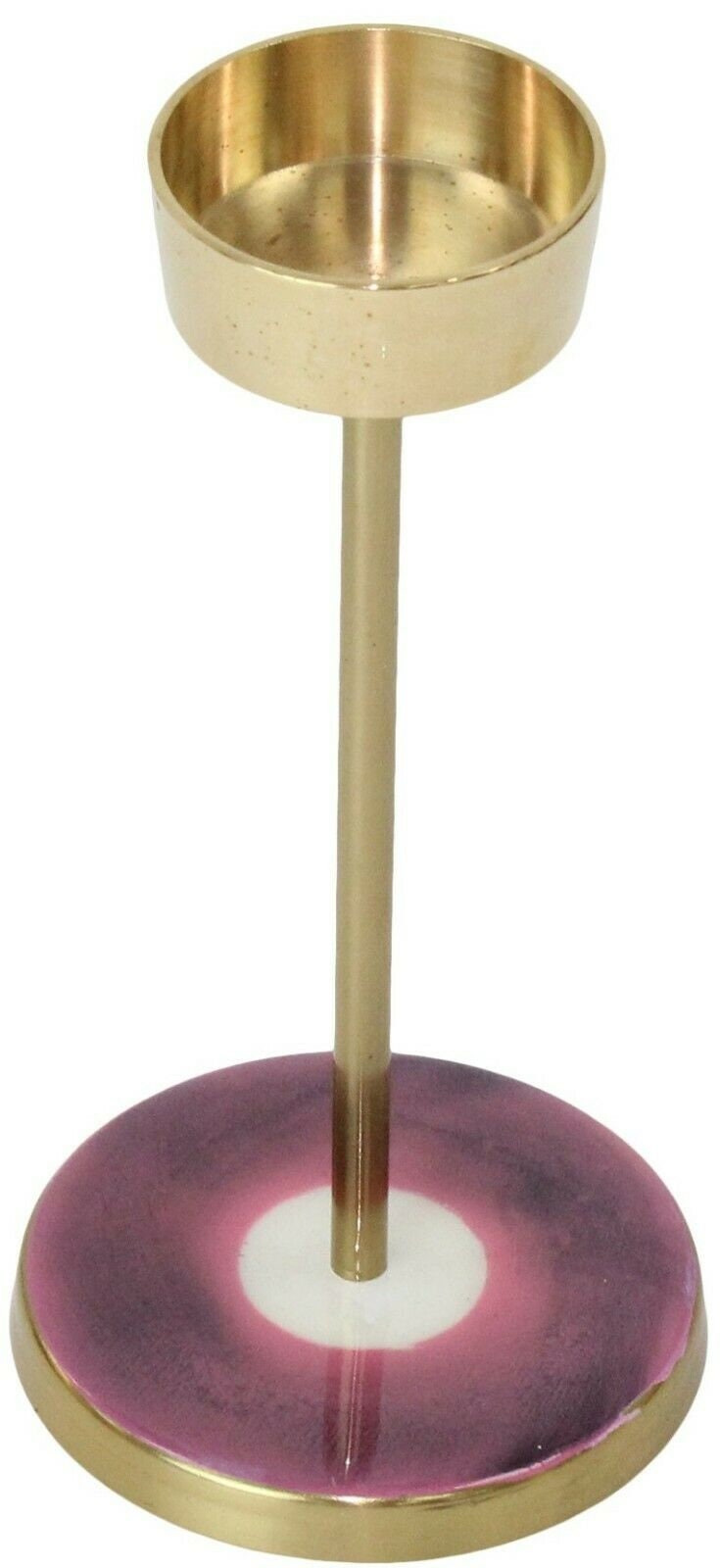 Tall Tea Light Holder Candlestick Gold Pink Purple Metal Etsy