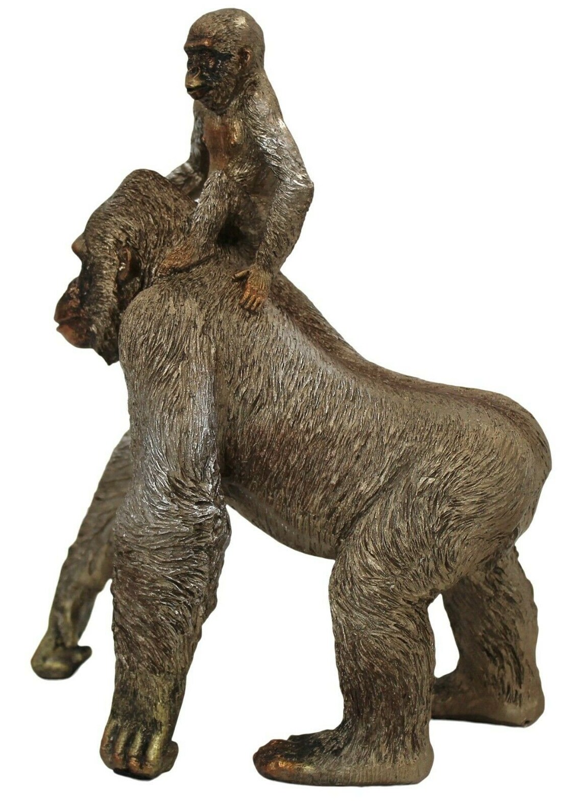 Bronze Monkey Figurine Great Ape Adult And Child Standing Etsy