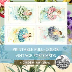 SWEET FAIRIES téléchargement numérique 300 ppp cartes postales vintage de fées pour le scrapbooking et la journalisation