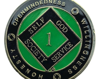 Green Narcotics Anonymous Medallion – NA Recovery, Gold-Plated