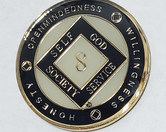 Black Narcotics Anonymous Recovery Medallion - Anniversary Gift