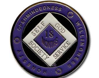 Purple Narcotics Anonymous Recovery Medallion - Gold Plated NA Medallion