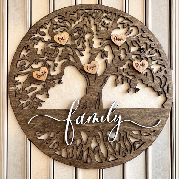 Family Tree Sign Wooden Family Personalized Mothers Day Gift Customized Family Tree Gift for Grandma Rustic Wooden Wall Decor Custom Sign